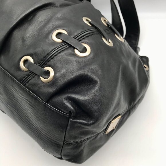 Michael Kors Black Leather Astor Grommet Shoulder Bag - Picture 6 of 10